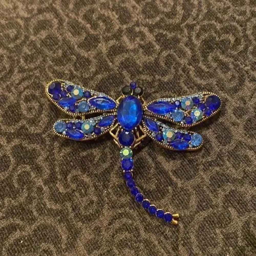 Crystal Vintage Dragonfly Brooches for Women Large Insect Brooch